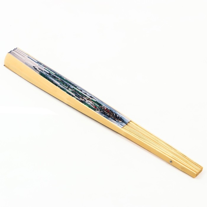 Веер бамбук, текстиль h=90 см  Веер бамбук, текстиль h=90 см "Зелёные горы" белый