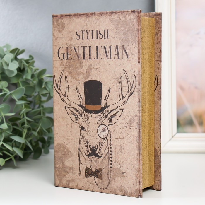 Сейф-книга дерево кожзам Сейф-книга дерево кожзам "Олень в цилиндре и с пенсне" 21х13х5 см