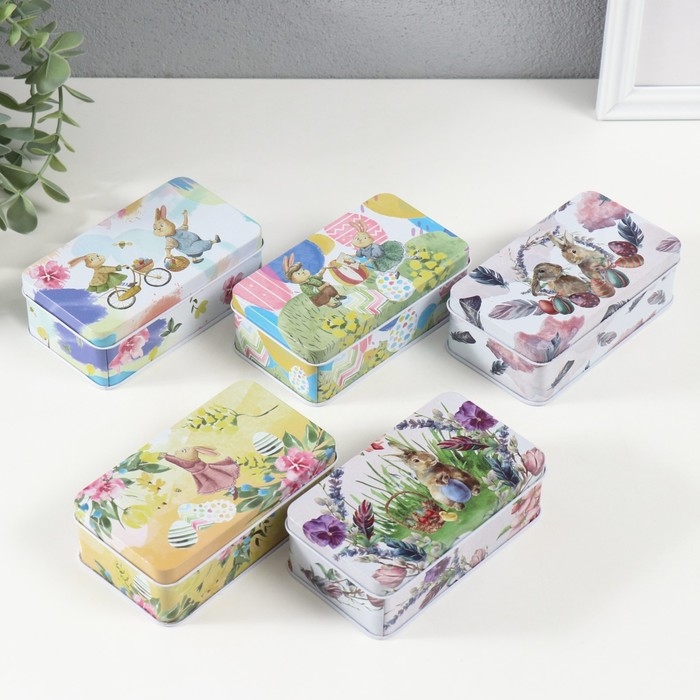 Шкатулка металл Шкатулка металл "Пасхальный кролик" МИКС 12х7х4 см