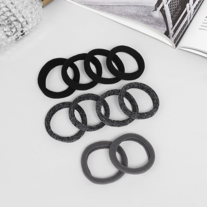 Резинка для волос Резинка для волос "Синди" (набор 10 шт) туман, 4,5 см, серо-чёрный