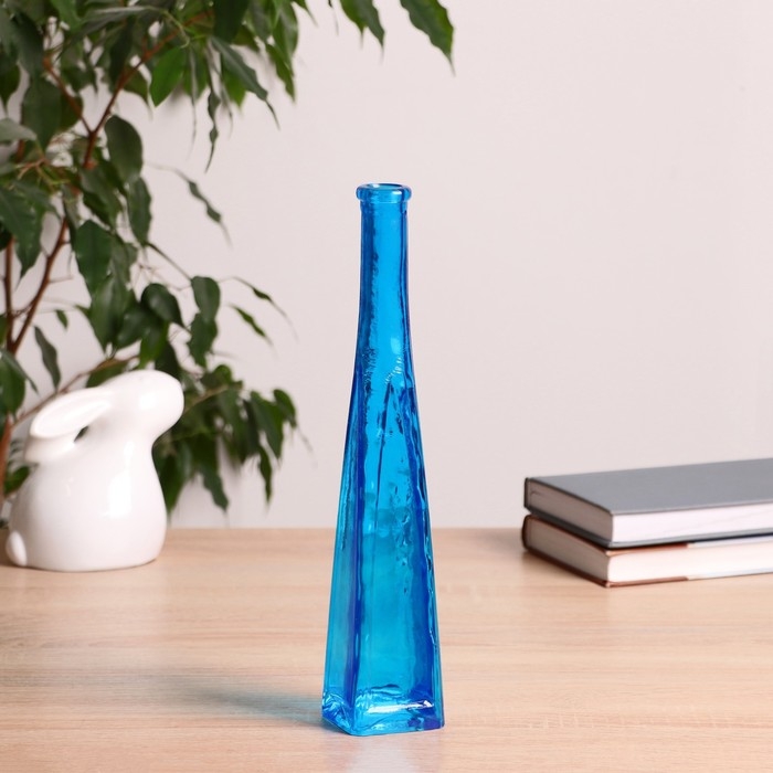 Ваза  Ваза "Стрелка" четырехгранная, синяя диам.отверстия=2см, H=29х5,5см, V=0,2л