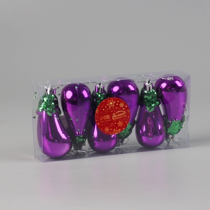 Украшение ёлочное Украшение ёлочное "Баклажан" (набор 6 шт) 9,5х4 см, фиолетовый