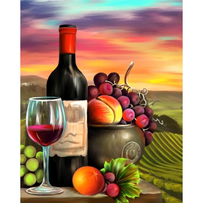 Алмазная мозаика с частичным заполнением «Натюрморт с вином» 40х50 см, на подрамнике Алмазная мозаика с частичным заполнением «Натюрморт с вином» 40х50 см, на подрамнике