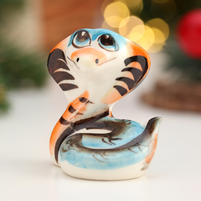 Новый год. Сувенир символ года Новый год. Сувенир символ года "Змея Ляля", гжель, цвет, 5,5 см
