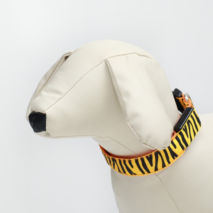 Ошейник с подсветкой Тигр 3 режима свечения размер М, ОШ 32-50 х 2,5 см оранжевый