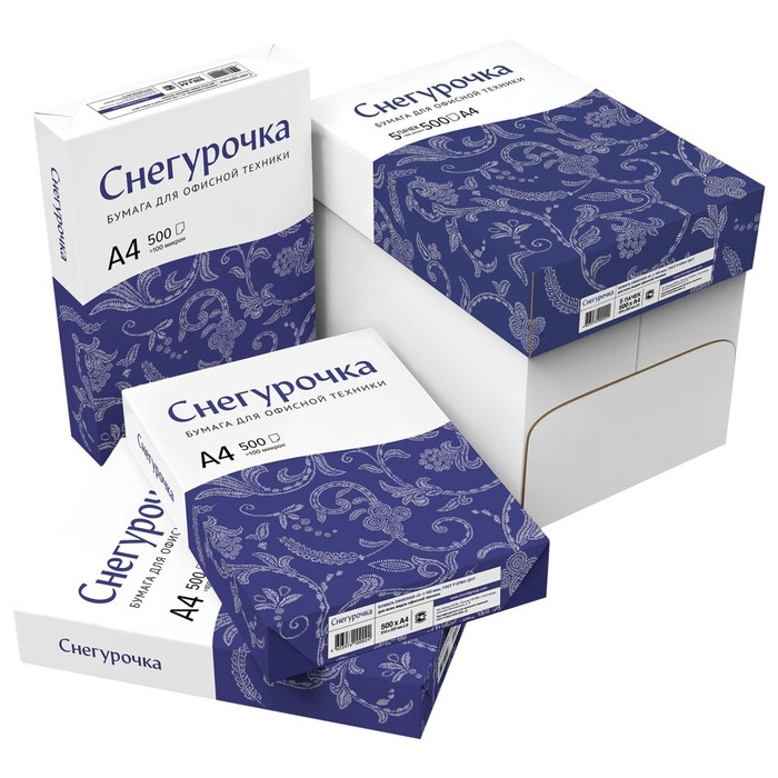 Бумага А4, 500 л, Снегурочка, 80 г/м2, белизна 146% CIE, класс C (цена за 500 листов) Бумага А4, 500 л, Снегурочка, 80 г/м2, белизна 146% CIE, класс C (цена за 500 листов)