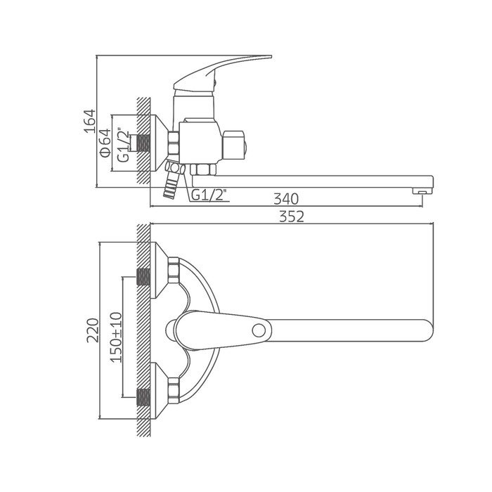 Смеситель для ванны Accoona A7125, однорычажный, излив 300 мм, душевой набор, хром Смеситель для ванны Accoona A7125, однорычажный, излив 300 мм, душевой набор, хром