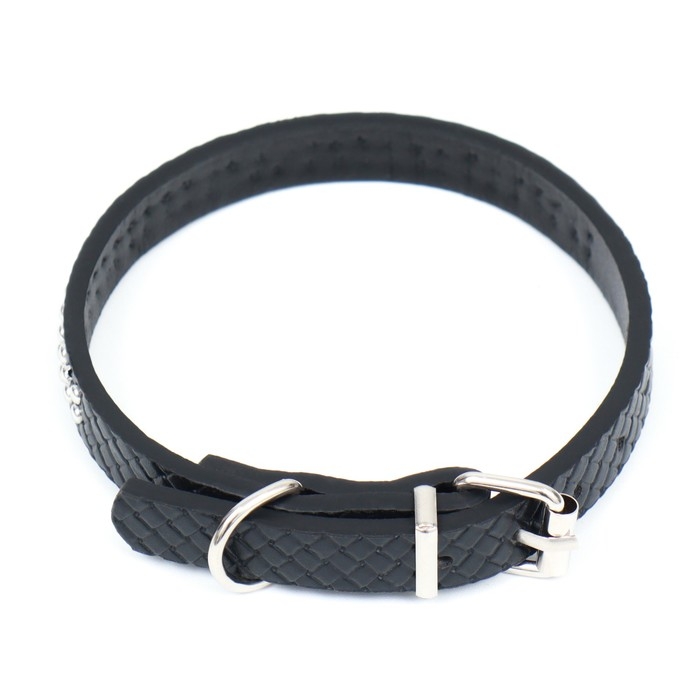 Ошейник рифленый с 2 рядами клепок, 33 х 1,2 см, ОШ 23-29, черный Ошейник рифленый с 2 рядами клепок, 33 х 1,2 см, ОШ 23-29, черный