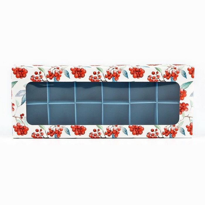 Коробка складная под 12 конфет «Рябина», 3.8 х 10.5 х 26.5 см, Новый год