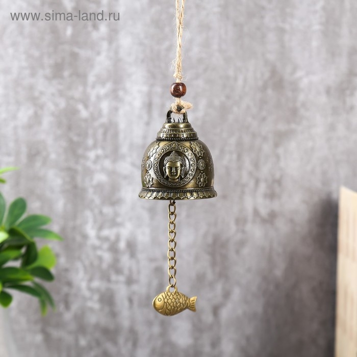 Колокольчик металл  Колокольчик металл "Будда и карп" h=4,8 см d=6 см