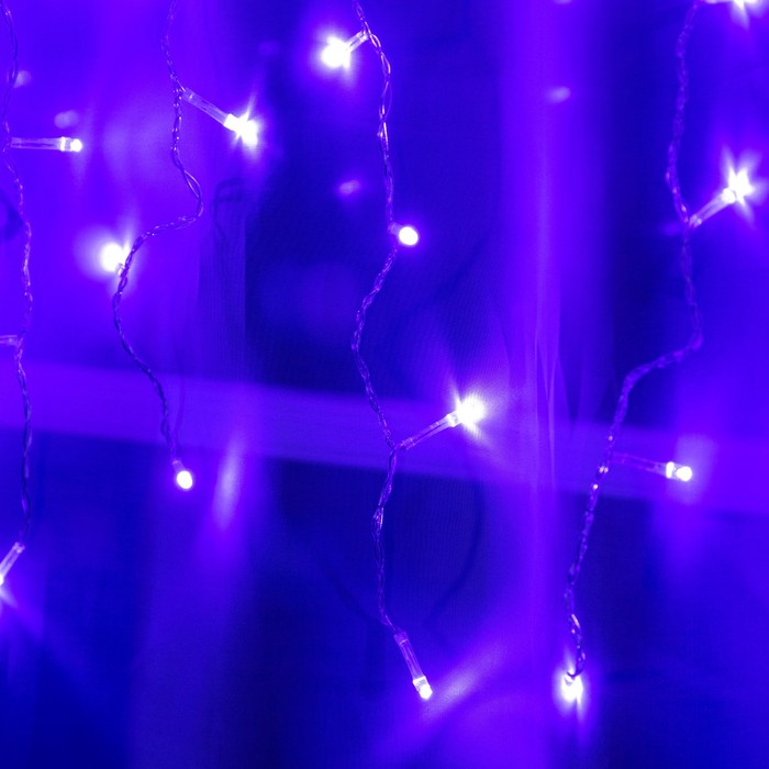Гирлянда «Занавес» 2 х 1.5 м, IP20, прозрачная нить, 360 LED, свечение фиолетовое, 8 режимов, 220 В
