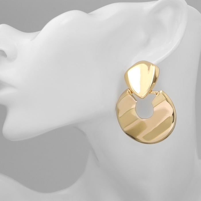 Серьги металл «Геометрия» диск, цвет золото Серьги металл «Геометрия» диск, цвет золото
