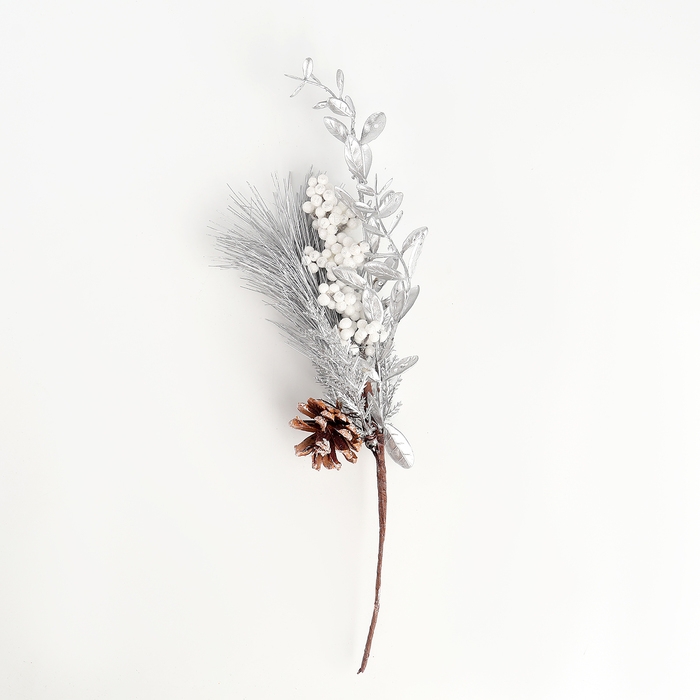 Новогодний декор &laquo;Серебрянная веточка&raquo;, 37 &times; 16 &times; 8 см