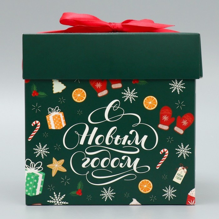Коробка подарочная новогодняя складная «Новогодние сладости», 15 х 15 х 15 см, Новый год Коробка подарочная новогодняя складная «Новогодние сладости», 15 х 15 х 15 см, Новый год