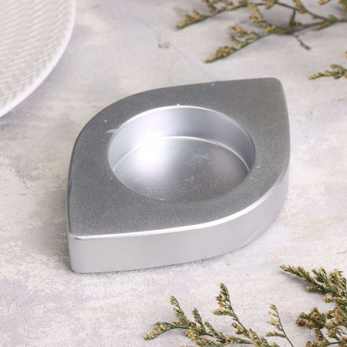 Подсвечник Подсвечник "Глаз. Мрамор" из гипса, 14,5х9,5х2см,серебро