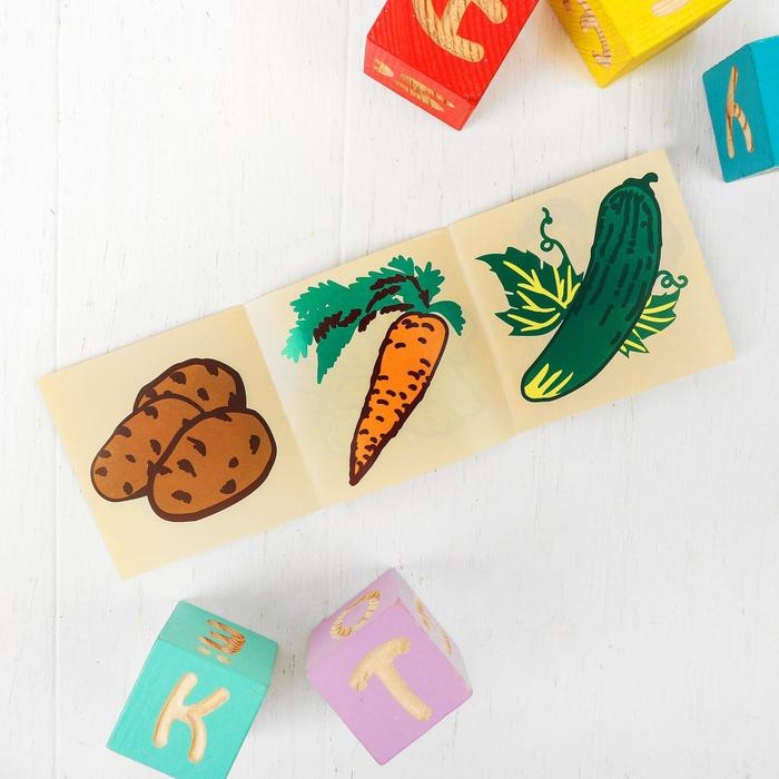 Деревянные кубики «Овощи» 4 элемента, Томик Деревянные кубики «Овощи» 4 элемента, Томик