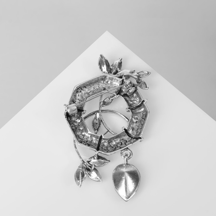 Брошь «Изыск», цвет серый в чернёном серебре Брошь «Изыск», цвет серый в чернёном серебре