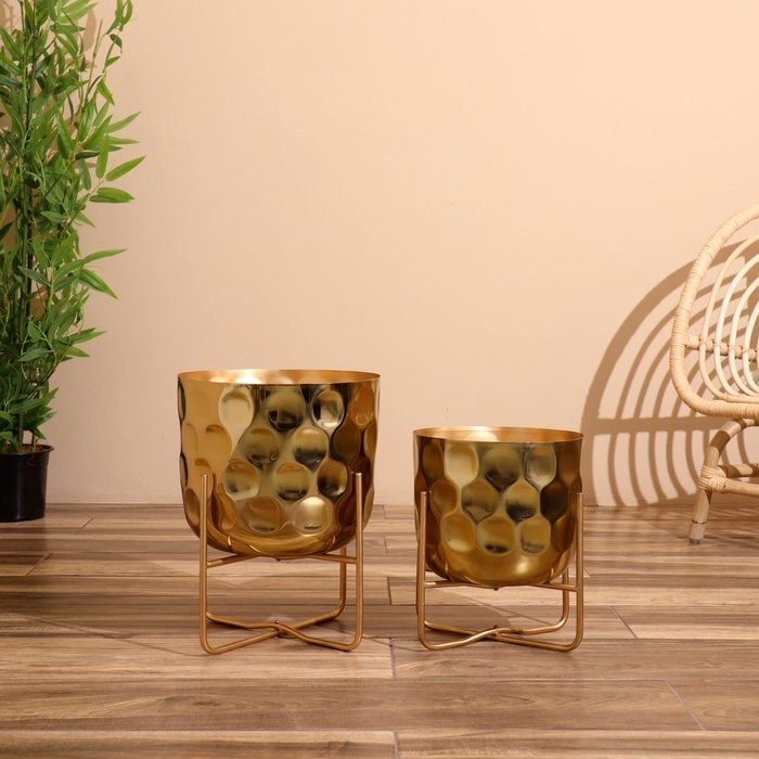 Кашпо на подставке  Кашпо на подставке "Хани" металл (набор 2 шт), диаметр 30 и 25 см