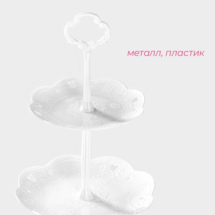 Этажерка - фруктовница круглая Доляна «Вивьен», 3 яруса, 21,5/18/15 см, цвет белый