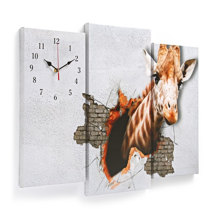 Часы настенные модульные, серия: Животные,  Часы настенные модульные, серия: Животные, "Жираф", 60 х 80 см