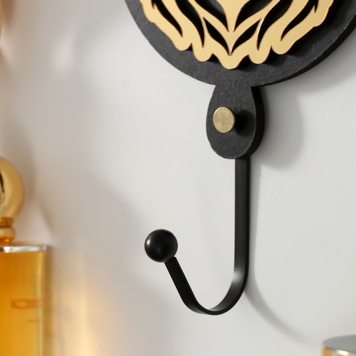 Крючок декоративный дерево Крючок декоративный дерево "Волк" чёрный, зеркальный 4,3х11,8х20 см