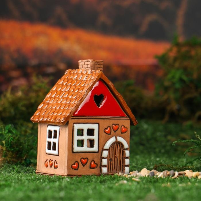 Аромалампа Домик «Сердечко», 9 см, ручная работа, микс Аромалампа Домик «Сердечко», 9 см, ручная работа, микс