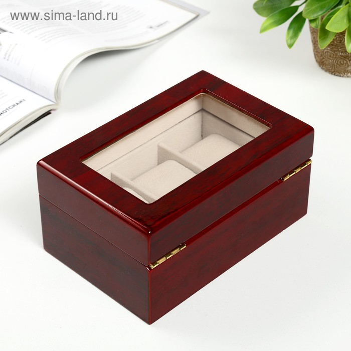 Шкатулка дерево под часы 3 отделения  Шкатулка дерево под часы 3 отделения "Красно-коричневая" лак 8х16,5х11 см