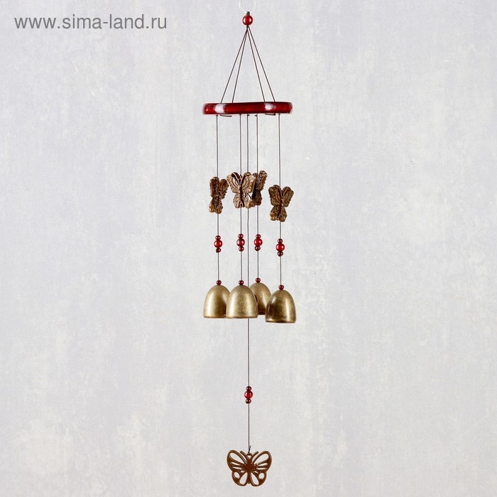 Музыка ветра металл, дерево Музыка ветра металл, дерево "Бабочки" 4 колокольчика 55 см