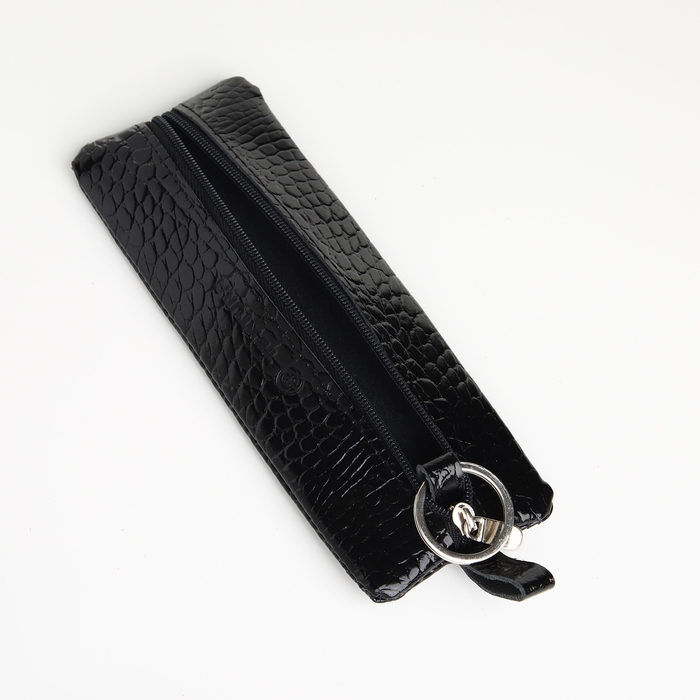 Ключница карманная на молнии, TEXTURA, длина 17 см, кольцо, цвет чёрный Ключница карманная на молнии, TEXTURA, длина 17 см, кольцо, цвет чёрный