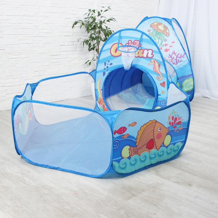 Палатка детская игровая + туннель + сухой бассейн «Океан», 315 × 53 × 90 см Палатка детская игровая + туннель + сухой бассейн «Океан», 315 × 53 × 90 см