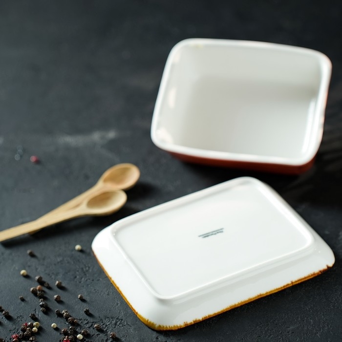 Маслёнка керамическая «Сапфир», 16×12,5×7 см, цвет оранжевый Маслёнка керамическая «Сапфир», 16×12,5×7 см, цвет оранжевый