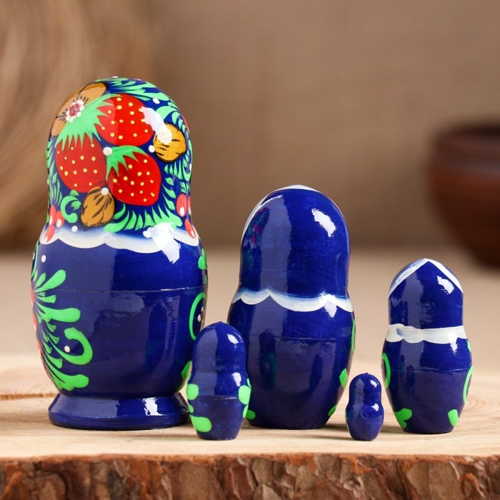 Матрешка  Матрешка "Синее платье", 5-кукольная, 10 см, ручная роспись