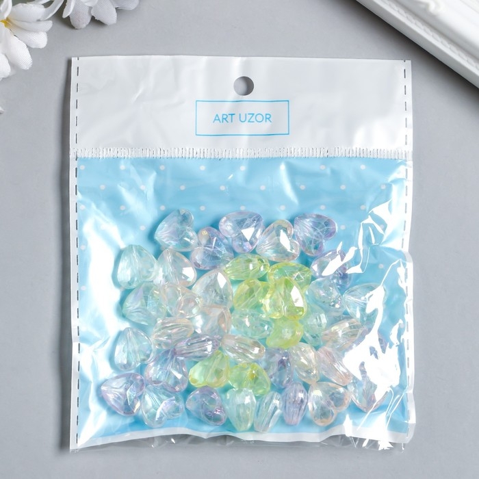 Бусины для творчества пластик Бусины для творчества пластик "Сердечки с гранями" набор 25 гр МИКС 1х1,2х0,6 см