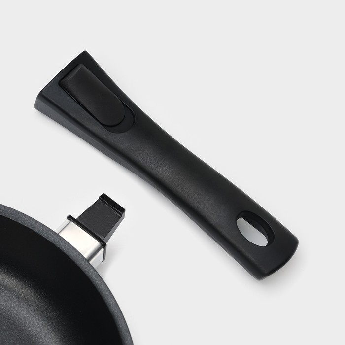 Сковорода «Традиция», d=22 см, стеклянная крышка, съёмная ручка, антипригарное покрытие, цвет чёрный Сковорода «Традиция», d=22 см, стеклянная крышка, съёмная ручка, антипригарное покрытие, цвет чёрный