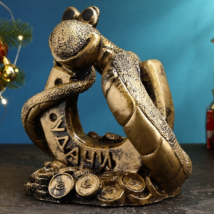 Фигура Фигура "Змея Удача" черное золото, 23х23х28см