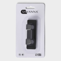 Крючок самоклеющийя SAVANNA Black Loft, планка, металл, 2 крючка, 8×2×2,5 см, цвет чёрный