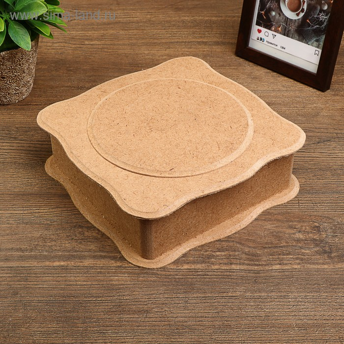 Шкатулка фигурная большая для декора из МДФ 18,5х18,5х6 см, накладка 14 см Шкатулка фигурная большая для декора из МДФ 18,5х18,5х6 см, накладка 14 см