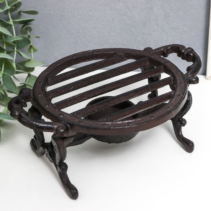 Подставка для греющей свечи на 1 свечу чугун Подставка для греющей свечи на 1 свечу чугун "Полоски" с ручками 7х18х13 см