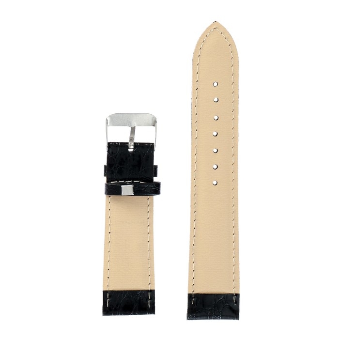 Ремешок для часов Ремешок для часов "Соломон", 22 мм, экокожа, l-20 см, черный,
