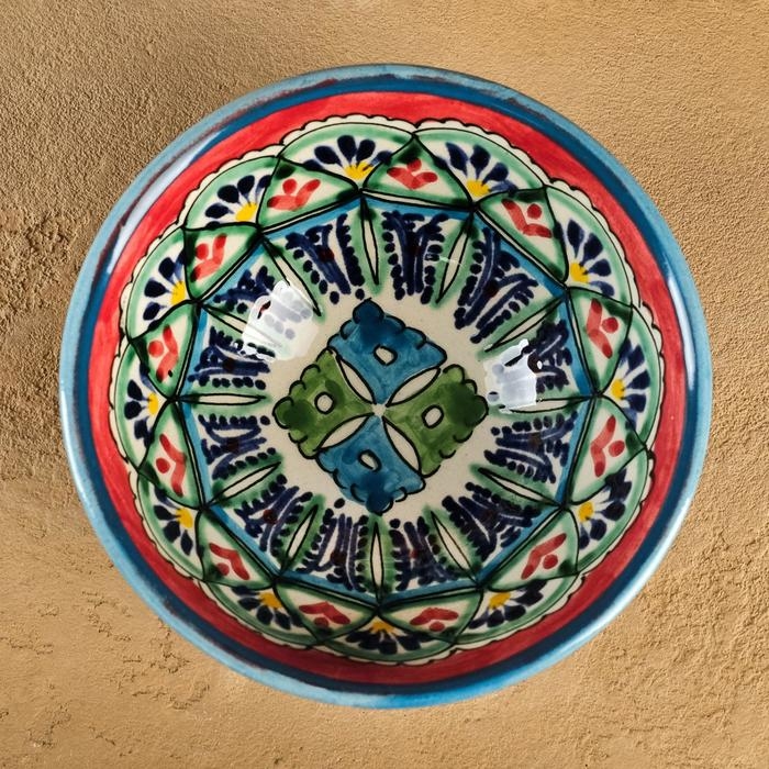 Пиала чайная Риштанская керамика  Пиала чайная Риштанская керамика "Узоры" большая, 11 см, микс