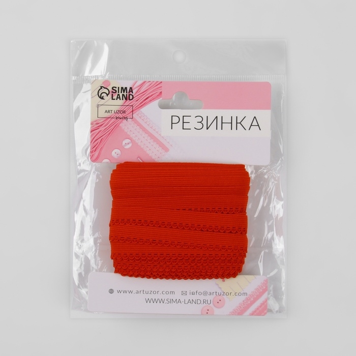 Резинка ажурная бельевая, 10 мм, 10 ± 1 м, цвет красный Резинка ажурная бельевая, 10 мм, 10 ± 1 м, цвет красный