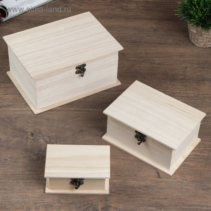 Шкатулка дерево для росписи прямоугольник борт (набор 3 шт) 20,5х10х15 см Шкатулка дерево для росписи прямоугольник борт (набор 3 шт) 20,5х10х15 см