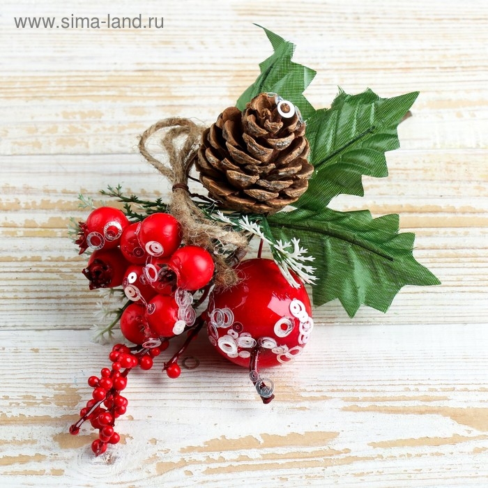 Декор  Декор "Зимняя магия" шишка яблочко ягодки 17 см
