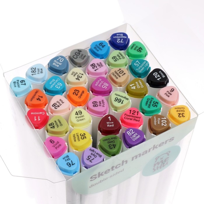 Маркеры для скетчинга двусторонние MESHU, 36 цветов (основные цвета) Маркеры для скетчинга двусторонние MESHU, 36 цветов (основные цвета)