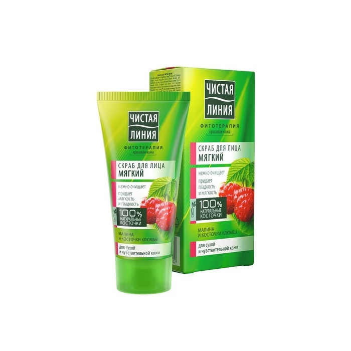 Мягкий скраб для лица  Мягкий скраб для лица "Чистая линия", для сухой и чувствительной кожи, 50 мл
