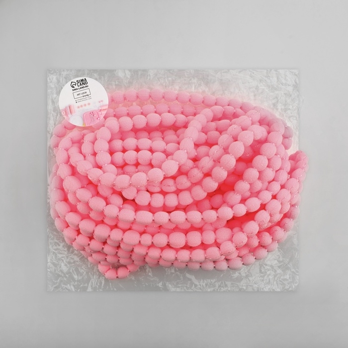 Тесьма декоративная с помпонами, 7 мм, 9,1 ± 0,5 м, цвет розовый Тесьма декоративная с помпонами, 7 мм, 9,1 ± 0,5 м, цвет розовый