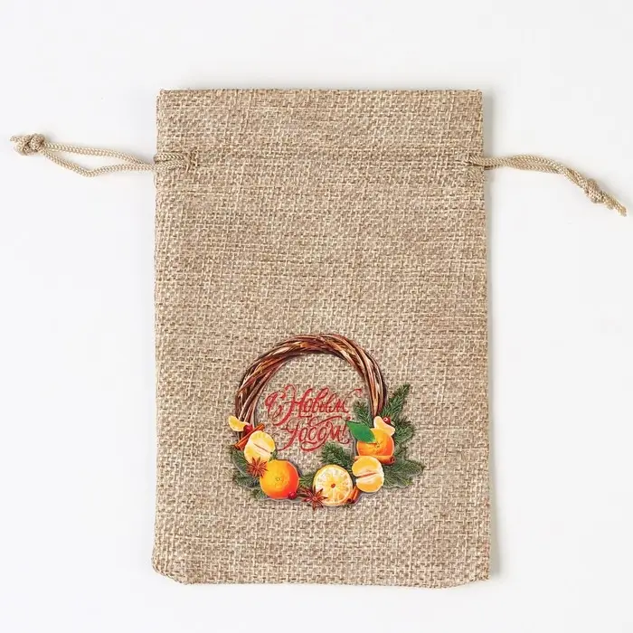 Мешочек подарочный с термонаклейкой «Мандаринки», 10 х 14 см +/- 1.5 см Мешочек подарочный с термонаклейкой «Мандаринки», 10 х 14 см +/- 1.5 см