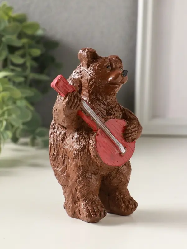 Фигурка гипс &laquo;Медведь с домрой&raquo;, 11&times;7 см, коричневый