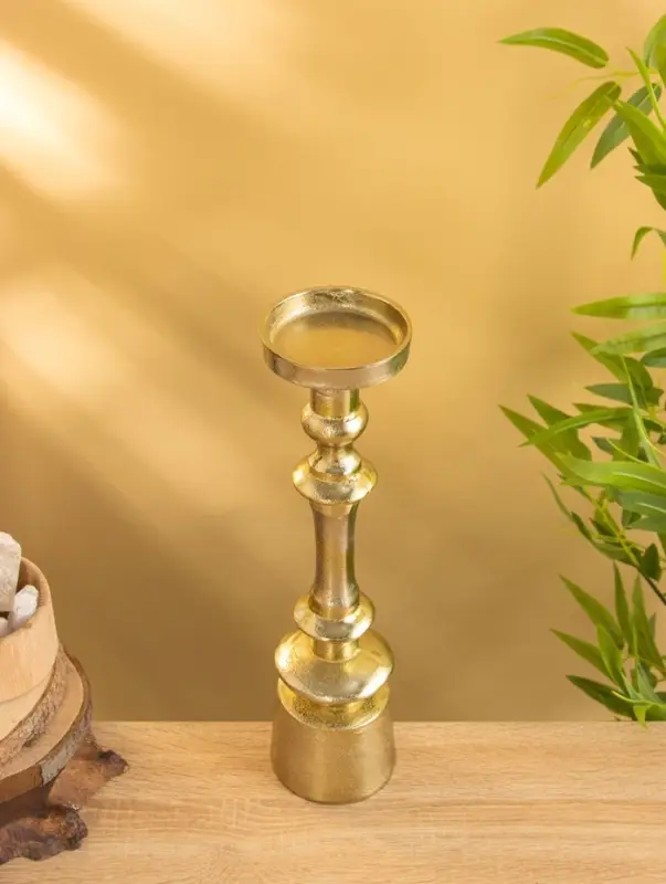 Подсвечник  Подсвечник "Карамель" алюминий 37 см, цв. золото