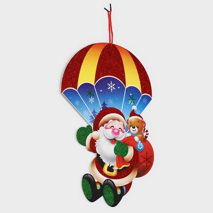 Декоративное украшение (подвеска)  Декоративное украшение (подвеска) "Дед мороз и мишка" 44,5х31 см